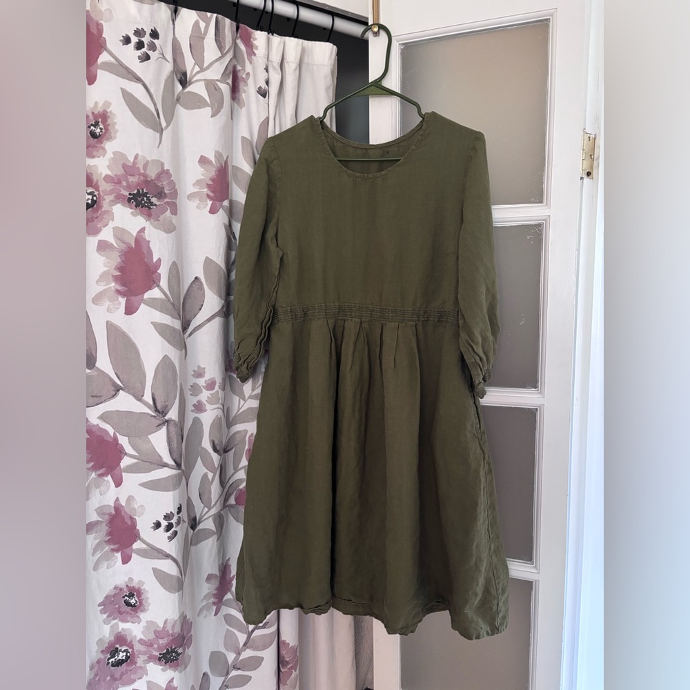 Gudrun Sjoden Olive Green 100% linen Dress